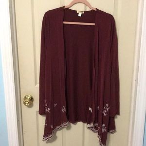 Francesca’s - Red Cardigan w/ Floral Design
